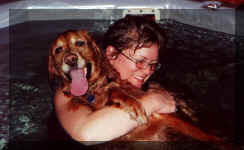 Gabriel in the pool with Cindy